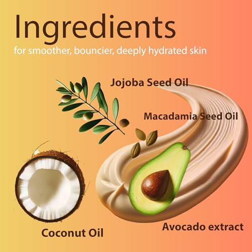 SOLME Bouncy Bliss Body Cream | Deep Moisture Body Butter with Coconut & Jojoba Oil, Collagen & Avocado | Cozy Peach Vanilla Scent | Winter Hydration & Holiday Gift | K-Beauty | 6.76 fl oz