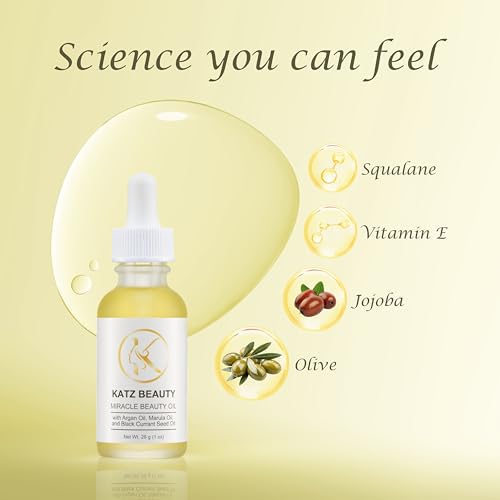 Katz Beauty Miracle Beauty Oil - Hydrating Face Oil with Jojoba, Argan & Marula Oil for Anti-Aging Glow, Non-Comedogenic