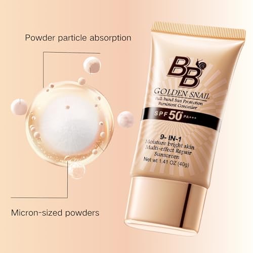 BB Cream Tinted Moisturizer With SPF 50, 9 in 1 BB Cream Sunscreen Protection Concealer, Foundation Full Coverage Tinted Moissturizer for All Skin, Oil-Free, Light (#01 Natural color, with 1 puff)