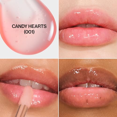Revlon Super Lustrous Glimmer Lip Oil, Moisturizing & Tinted, Shiny Finish, Made with Plant-Based Squalane, 001 Candy Hearts, 0.13 fl oz