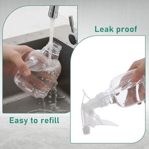 12 Pcs 8 oz Empty Plastic Spray Bottle with Trigger Sprayers Pet Adjustable Head from Fine to Stream Refillable for Hair, Plants, Cooking, Pets, Bath, Beauty, Cleaning, No Leakage (Clear)
