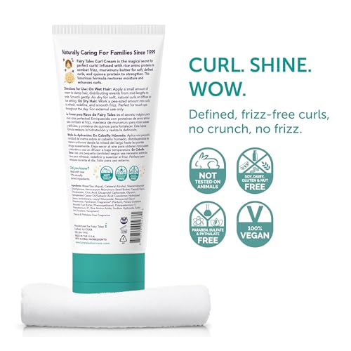 Fairy Tales Curly Q Kids Curl Cream ? Lightweight Curl Cr?me for Curly and Wavy Hair Kids - Paraben, Sulfate, Gluten and Nut Free - 6 oz