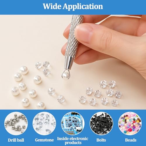 Piercing Ball Grabber,2 PCS Piercing Removal Tool,4-Claw Diamond Tweezers for Easy Jewelry Changing,Stainless Steel Gem Pickup Tool,Earring Pearl Grabber