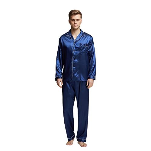 TONY & CANDICE Men's Classic Satin Pajama Set Sleepwear
