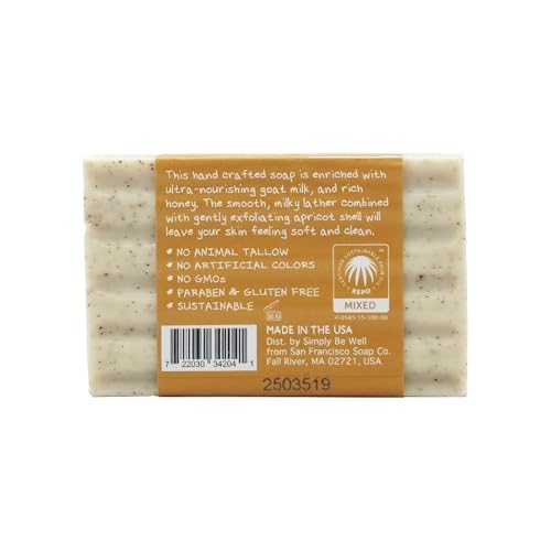 San Francisco Soap Company Goat Milk Soap Bar ? Honey & Goat Milk (4 Ounce) | Moisturizing Natural Body Soap with Nourishing Shea Butter | Gentle, Hydrating Skincare for All Skin Types |