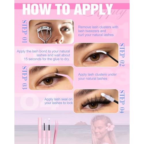 Wispy Lash Clusters Kit Natural Lash Extension Kit Manga Cluster Eyelash Extensions Kit CD Curly Eyelash Clusters Thin Band Individual Lashes Clusters by Lanflower