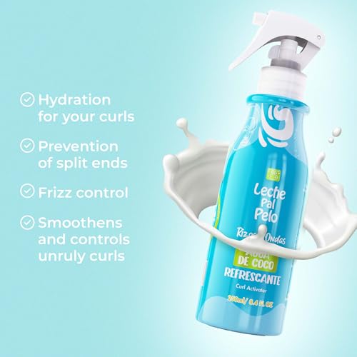 Leche Pal Pelo Curly and Wavy - Curl Refresher - Hair Spray for Wavy Hair - Curly Hair Products with Coconut Milk, Provitamin B5 - 8.4 oz
