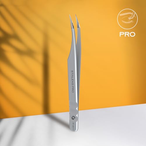 Staleks Pro Professional Eyelash Tweezers Expert 40 Type 11 ? Curved ? Lash Separation ? Stainless Steel ? Anti-Fatigue Design