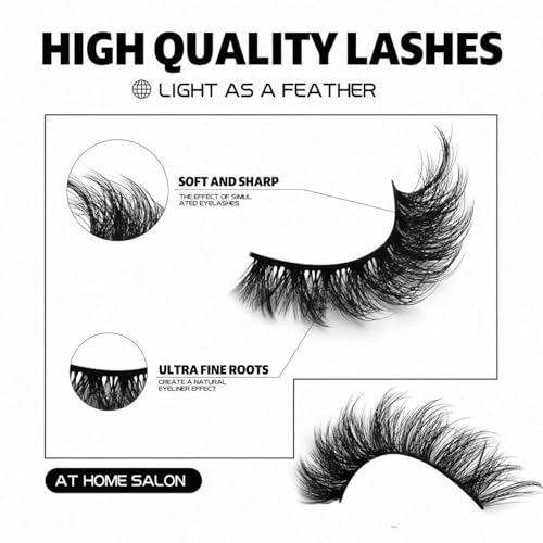 10 Pairs Black False Eyelashes, Reusable Natural to Voluminous Look for Daily & Party Makeup, Includes Pink Eyelash Curler