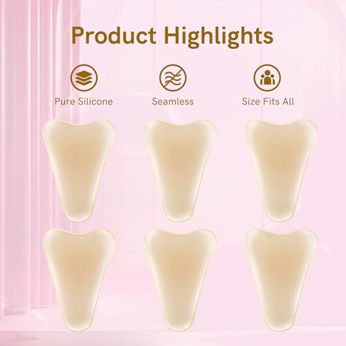 Camel Front Silicone Coverage Concealer Pads for Women, 6 Pack Reusable Invisible Insert for Leggings, Yoga Pants & Swimwear