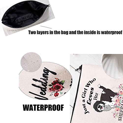 PXTIDY Sheepadoodle Dog Lover Gift Just a Who Loves Her Sheepadoodle Dog Mom Makeup Pouch Doodle Owner Zipper Cosmetic Bag (beige)