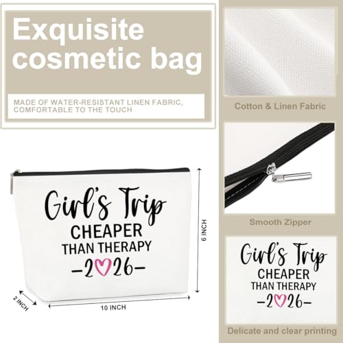 6 PCS Girls Trip Gifts Favors 2025 Girls Weekend Gifts for Women Bestie Gifts Friend Gifts Girls Trip Favors for Her Sister Niece Friendship Holiday Vacation Makeup Bag Weekend Bags for Women
