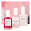 Manucurist Active Icons Trio Set - Active Glow Blueberry, Active Shine, Active Plump Nail Polishes - Nail Strengthener - Brightening Treatment Polish & Care - Gift Box