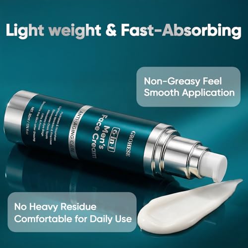6 in 1 Face Cream for Men, 6 in 1 Mens Face Moisturizer with Collagen, Hyaluronic Acid and Shea Butter, 1.76 fl oz