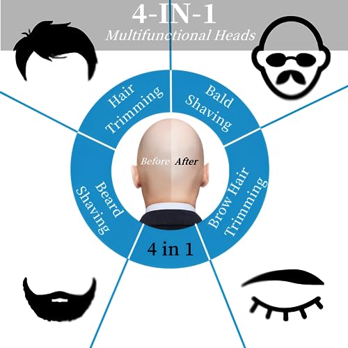 Shaver Head Replacement Blade for Skull Shaver Pitbull Gold Silver Platinum PRO Shaver Replacement Blade 4 Head,Replacement Heads Compatible with Pitbull Skull Shaver Replacement Blades,8 Packs.