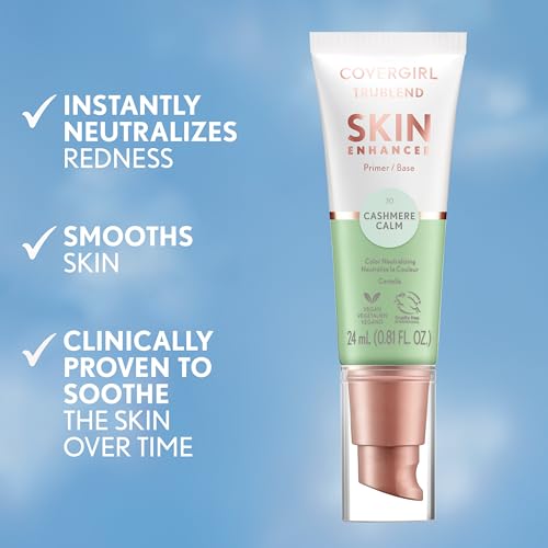 CoverGirl TruBlend Skin Enhancer, Cashmere Calm, Primer, Plumps Dry Skin, Blurs Pores, Hydrating, Brightening, Lasts All Day, 0.81oz