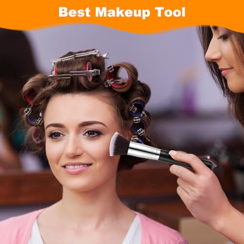 20 Pcs Makeup Brushes Bulk, Flat Top Foundation Brush Bulk, Liquid Cream Powder Foundation Contour Blush, Eye Shadow Blending Liner Make up Kit for Wedding Artist (Black)