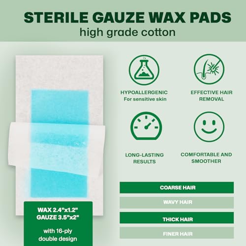 Hypoallergenic Facial Wax Strips for Sensitive Skin | Natural Hair Removal for Women | Face & Body Waxing Kit | Gentle, Fast-Acting Formula for Eyebrows, Lips, Legs & Bikini Line