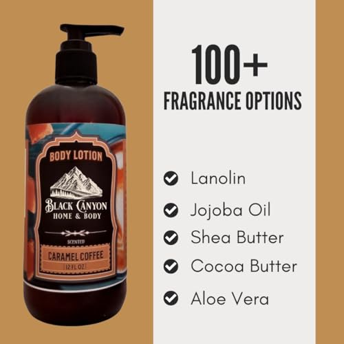 Black Canyon Caramel Coffee Scented Body Lotion with Lanolin and Jojoba Oil, 12 Oz