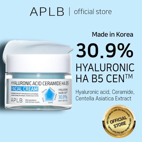 APLB Hyaluronic Acid Ceramide HA B5 Facial Cream | HYALURONIC HA B5 CEN¢â 30.9% 1.86 FL.OZ/Korean Skincare, Deep hydration, Revitalize for gentle and improve skin texture