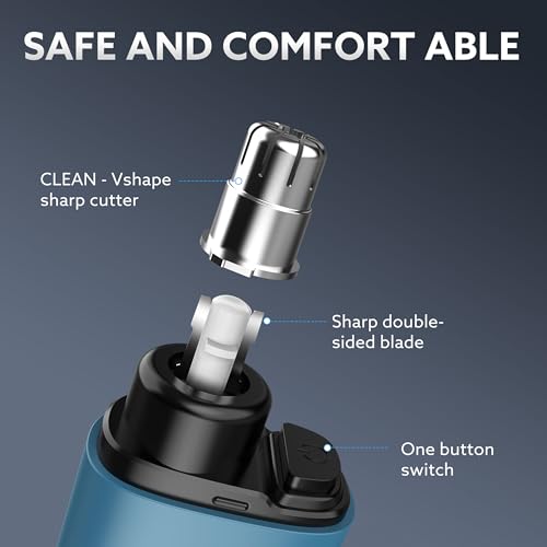 Nose Hair Trimmer for Men,Portable Painless Ear and Nose Hair Trimmer USB Rechargeable,Nose Trimmer Women with 9000 RPM,360¡Æ Rotating Waterproof Dual Edge Blades(Blue)