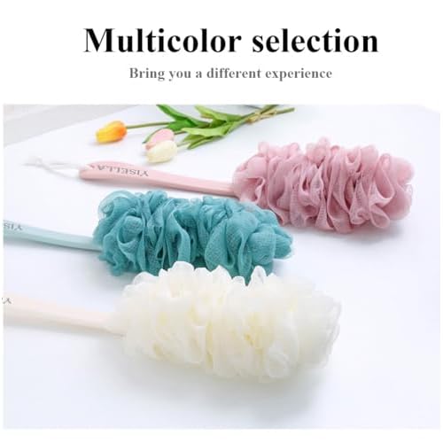 Back Brush Long Handle for Shower Sponges for Women,Back Shower Scrubber Loofah On A Stick Lufa with Long Handle