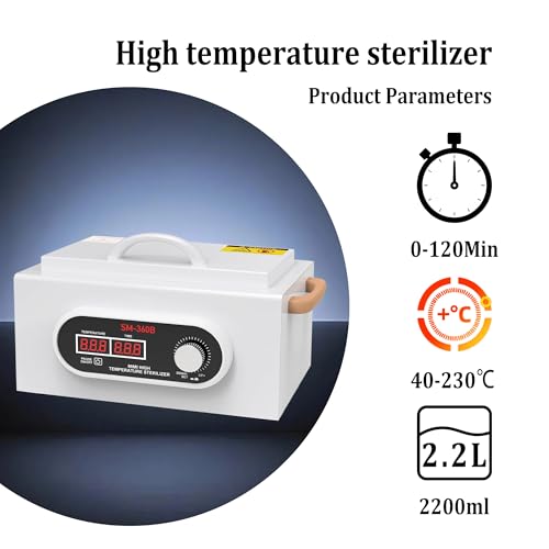 High-temperature sterilizer, 110V 300W, maximum temperature 230¡É (446¢µ), digital control, hair and nail tool dry heat sterilizer