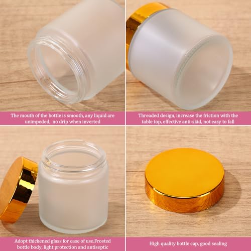 Geiserailie 30 Pcs 3.5oz Glass Jars with Plastic Wood Grain Lids Leakproof Airtight Empty Cosmetic Jars Sample Containers for Storing Lotions Powder Ointments Candle Making(Gold)