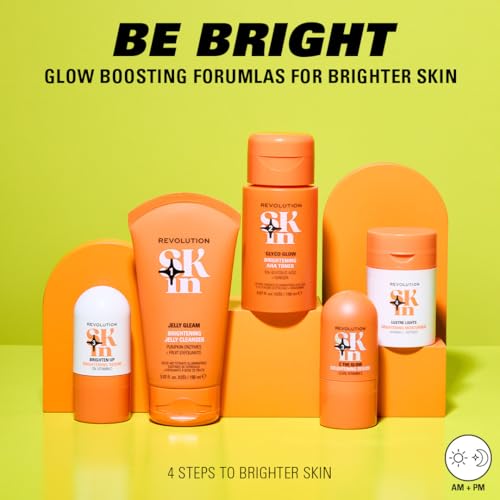 Revolution Skin, Glyco Glow 5% Glycolic Acid & Ginger Brightening AHA Face Toner, Helps Smooth Facial Complexion, Vegan & Cruelty-Free, 11.69 fl oz