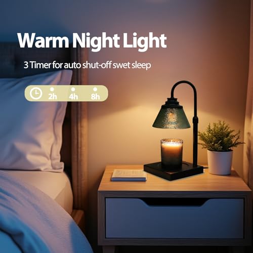 Candle Warmer Lamp with Timer Dimmable, Birthday Gifts for Women Mom, House Warming Gifts New Home Decor, Wax Warmer Lamp for Jar Candles with 2 Bulbs