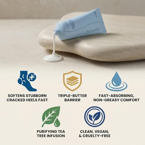 SEACRET Minerals Foot Cream, Enriched with Shea Butter, Tea Tree Oil and Dead Sea Minerals, 3.4 Fl Oz / 100 ml