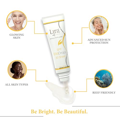 Lira Clinical Eli?Drops SPF 30 Sheer - 1 fl oz - 16% Zinc Oxide Tinted Physical Sunscreen for Face - UVA/UVB/HEV Broad Spectrum & Reef Safe Sunscreen Serum - for All Skin Types