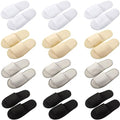 12 Pairs House Slippers for Guests Disposable Open Toe Spa Slippers Unisex Travel Slipper Bulk for Halloween Christmas Wedding Party