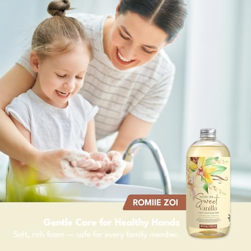 ROMIIE ZOI Liquid Hand Soap Refill Gift Set ? Sweet Vanille Scent, 3 Pack (26 Fl Oz Each), Plant-Based, Biodegradable & Gentle Formula for Daily Use in Kitchen, Bathroom & for Sensitive Skin