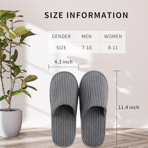 Disposable Slippers for Guests, 10 Pairs Coral Fleece Non Slip Hotel Slippers, Unisex, Washable Reusable for Hotel, Guest, Travel, Bride, Women
