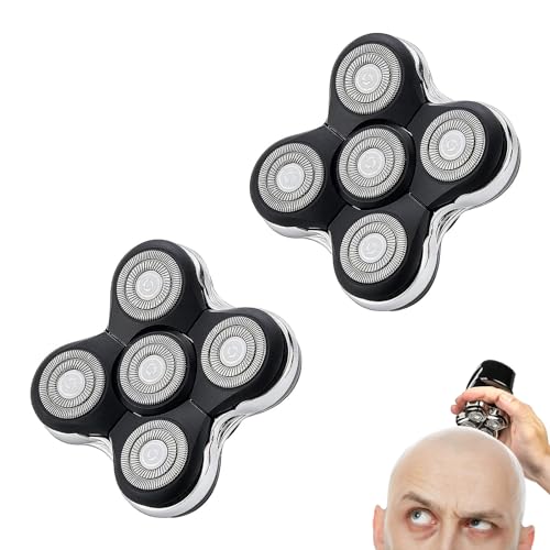 5 Blade Shaver Replacement Head Compatible with Skull Shaver for Pitbull Gold PRO/Pitbull Platinum Pro Shaver Heads (2 Pack