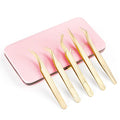5 PCS Lash Extension Tweezers Set, Stainless Steel Professional Eyelash Extension Tweezers for Volume, Isolation and Classic Lashes
