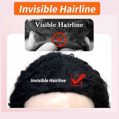 XSY Half Wig Human Hair Deep Wave 20 Inch Curly Half Wig 3 In 1 Drawstring Seamless Flip Over Glueless Wear Go Half Wigs for Black Women Beginner Friendly 180% Density Natural Black