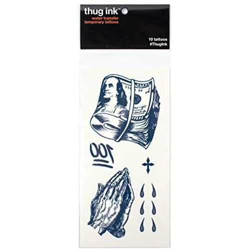Temporary Tattoos ? Volume I ? 10-Piece Set | Teardrop, Praying Hands, Cross & More | Water-Transfer Fake Tattoos for Face & Body ? Classic OG Thug Life Collection
