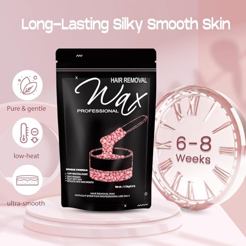 2.5lb Wax Beads, Hard Wax Beads with Coarse Hair Formula -Wax Beads for Hair Removal Sensitive Skin Women, Idea for Full Body, Legs, Face,Bikini and Brazilian (Rose)