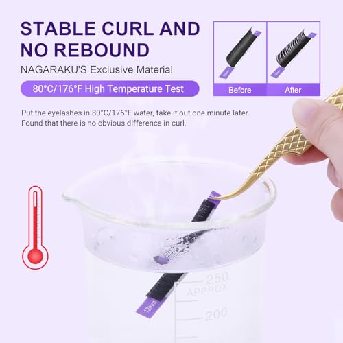 NAGARAKU Eyelash Extensions 0.15mm D curl 7-15mm Mix Tray Individual Lashes Classic Matte Black Faux Mink 16 Rows Professional Beauty Salon Supplies - Purple Card - Purple Card