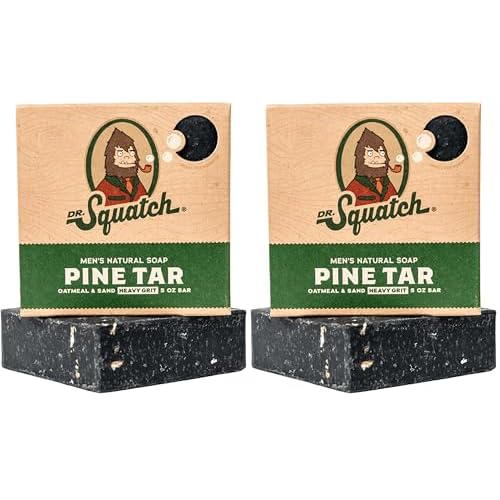 Dr. Squatch All Natural Bar Soap for Men with Heavy Grit,Pine Tar,(Pack of 2)
