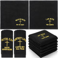 10 Pcs Christian Gifts for Men Women Cotton Wash Cloths 12 Inch Hand Towels Bible Verse Appreciation Gifts for Pastor Church Member Employee Coworker Party Favors Supplies(Black)