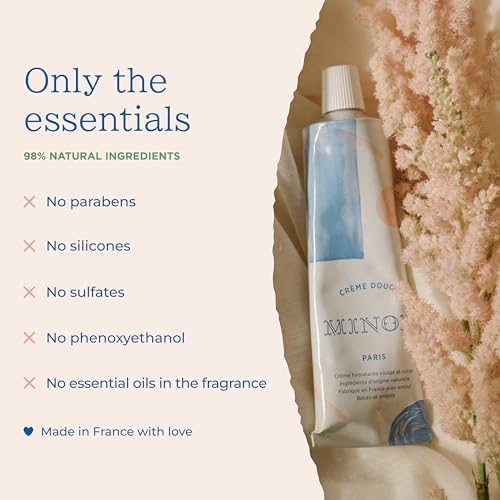 MINOIS PARIS Gentle Cream for Newborn and Kids | Face and Body Lotion Cream Made in France with Shea Butter, Sweet Almond, & Orange Blossom | Organic for Sensitive Skin, Toddler Moisturizer 3.4 fl oz