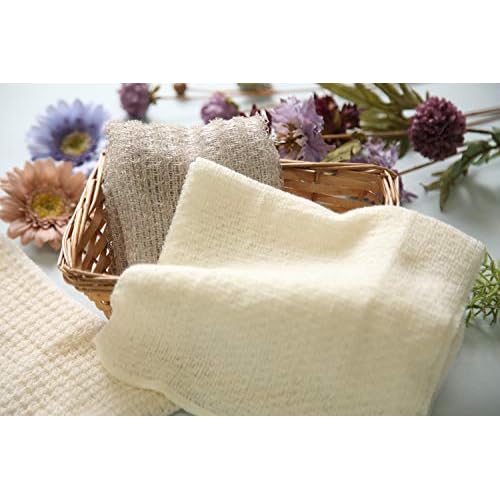 Exfoliating Washcloth [Made in Japan] Shower Back Scrubber, Plant-Based Loofah (3pcs Set)