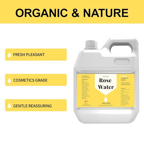 145 fl oz Rose Hydrosol for Face Hydrating Mist Hydration, 100% Pure Rose Water, Cleanses & Softens Skin, Promotes Healthy Skin Cell, Suitable for All Skin Types