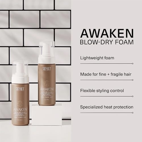 SURFACE Hair Awaken Thickening Blow Dry Foam, Protect, Strengthen Fine & Fragile Hair, 5 Fl. Oz.