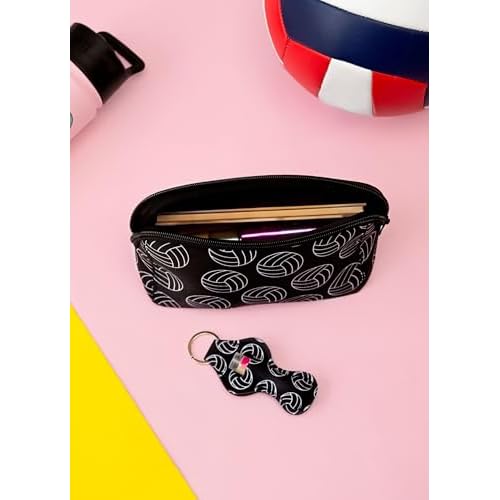 Volleyball Makeup Cosmetic Bag for Teen Girls, Volley Ball Gift Female Player, Zippered Travel Pouch