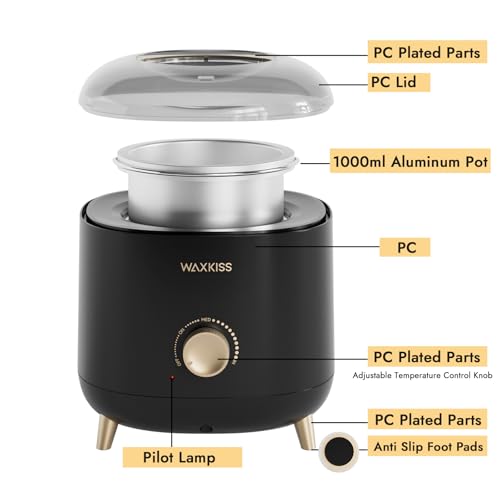 Professional Wax Warmer for Hair Removal ? 1000 ml Wax Heater with Adjustable Temperature Control, Ideal for Salon & At-Home Use (Black)