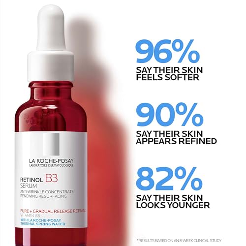 La Roche-Posay Pure Retinol Face Serum with Vitamin B3, Anti Aging Face Serum for Lines, Wrinkles & Premature Sun Damage to Resurface & Hydrate, Suitable for Sensitive Skin, 1.0 Fl. Oz